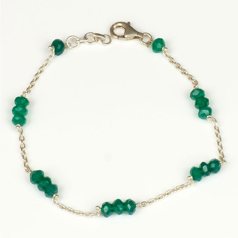 bracelet argent massif agate verte